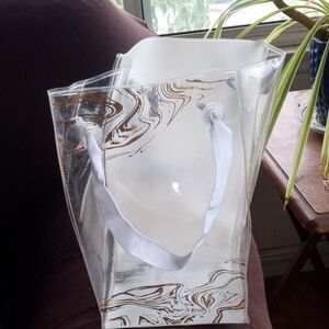 Clear Tote Bag with White and Brown Accents Bath & Body Works